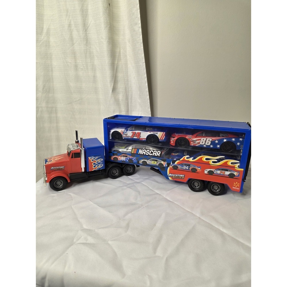 NASCAR Race Car Carrier Hauler Semi Truck 24'' w/ 4 Race Cars